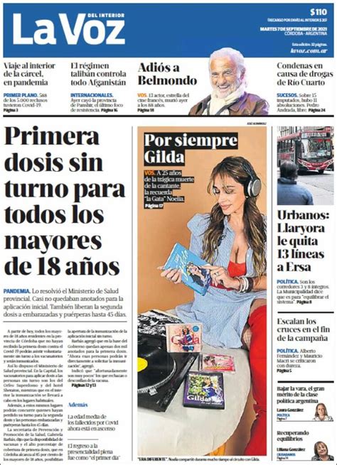 Periódico La Voz Del Interior Argentina Periódicos De Argentina