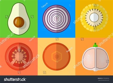 Illustration Fruit Vegetable Flat Stock Vector Royalty Free 570200032