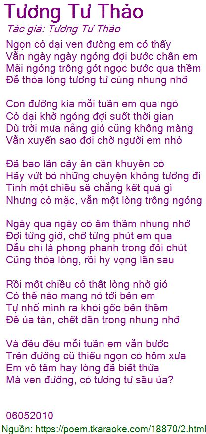 loi bai tho tuong tu thao tuong tu thao