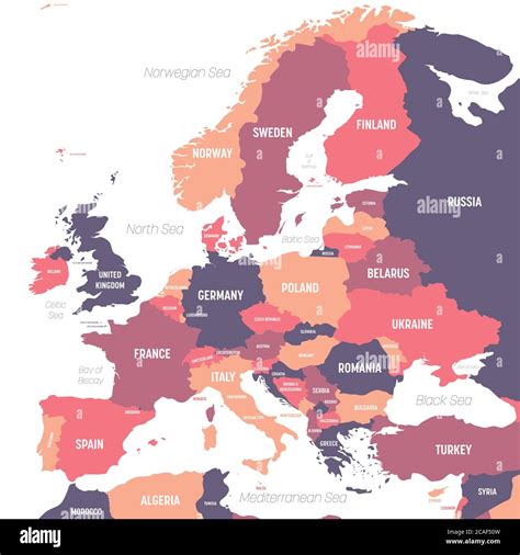 Europe map. High detailed political map of european continent with ...