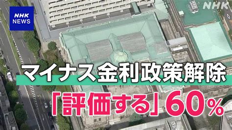 日銀マイナス金利政策解除の評価は 物価上昇上回る所得に期待は リニア中央新幹線開業に期待は Nhk世論調査 Nhk 金融