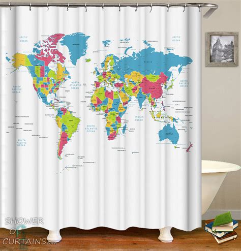 Shower Curtains | Detailed World Map – Shower of Curtains