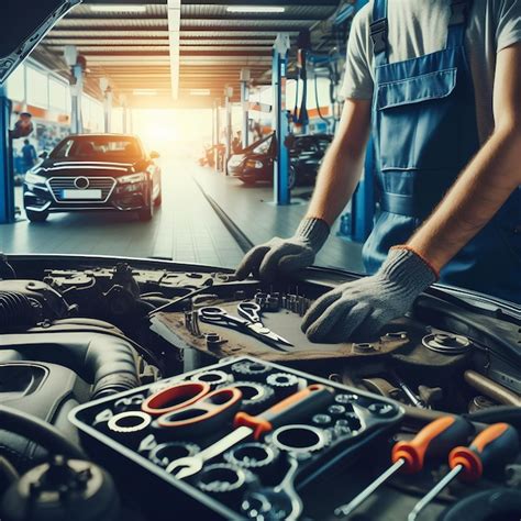 Mec Nico Con Un Conjunto De Herramientas Para Reparar Un Coche En Una