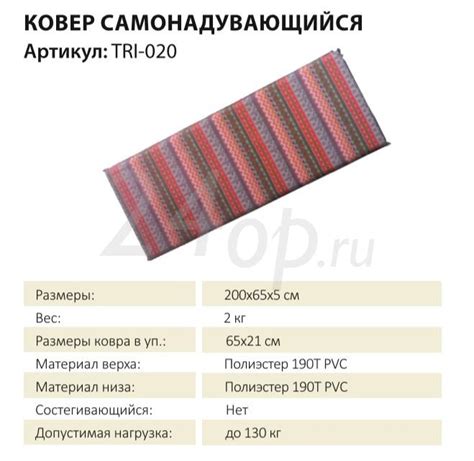 Купить Tramp ковер самонадувающийся TRI-020 (200/65/5) в СПБ, Москве ...