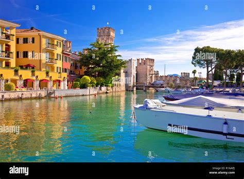 Lago di Garda town of Sirmione view, Tourist destination in Lombardy ...