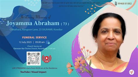 Joyamma Abraham 73 Funeral Service LIVE YouTube