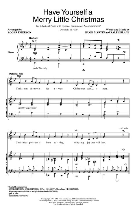 Have Yourself A Merry Little Christmas Sheet Music Direct