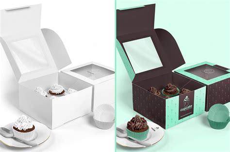 Cupcake Box Packaging Mockups Bundle Present Your Design On This