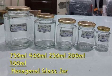 400 Ml Hexagonal Glass Jar At Rs 13 25 Piece Glass Storage Jar In Firozabad Id 22458958488