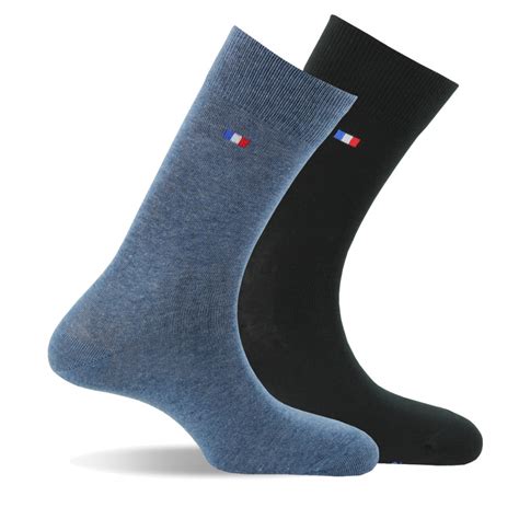 Lot de 2 paires de chaussettes homme coton drapeau français