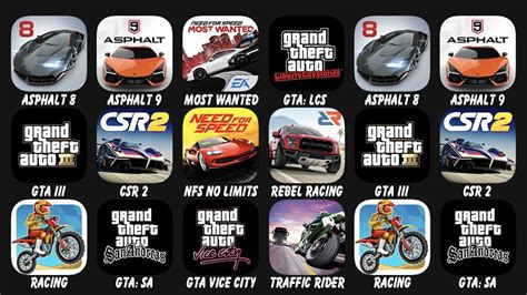 Asphalt Asphalt Most Wanted Gta Lcs Gta Iii Csr Racing Nfs