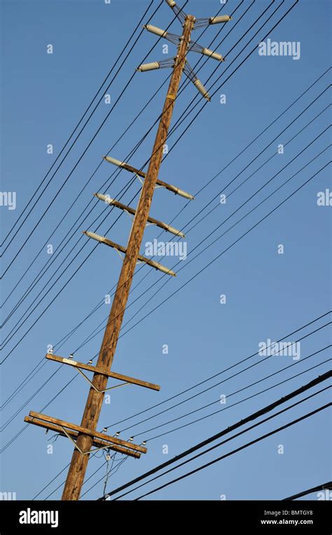 Pole with electric wires Stock Photo - Alamy