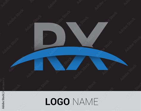 RX initial logo company name colored grey and blue swoosh design. Stock ...