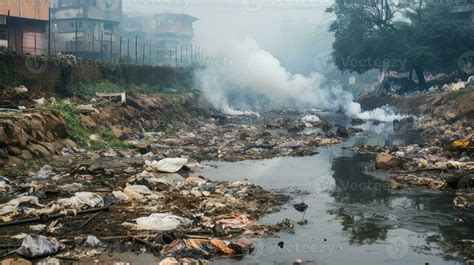 Polluted urban stream with visible pollution. Generative AI 30463335 Stock Photo at Vecteezy