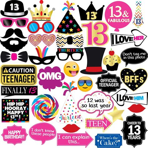 Funny Birthday Photo Booth Props 47 Pieces 21st 30th