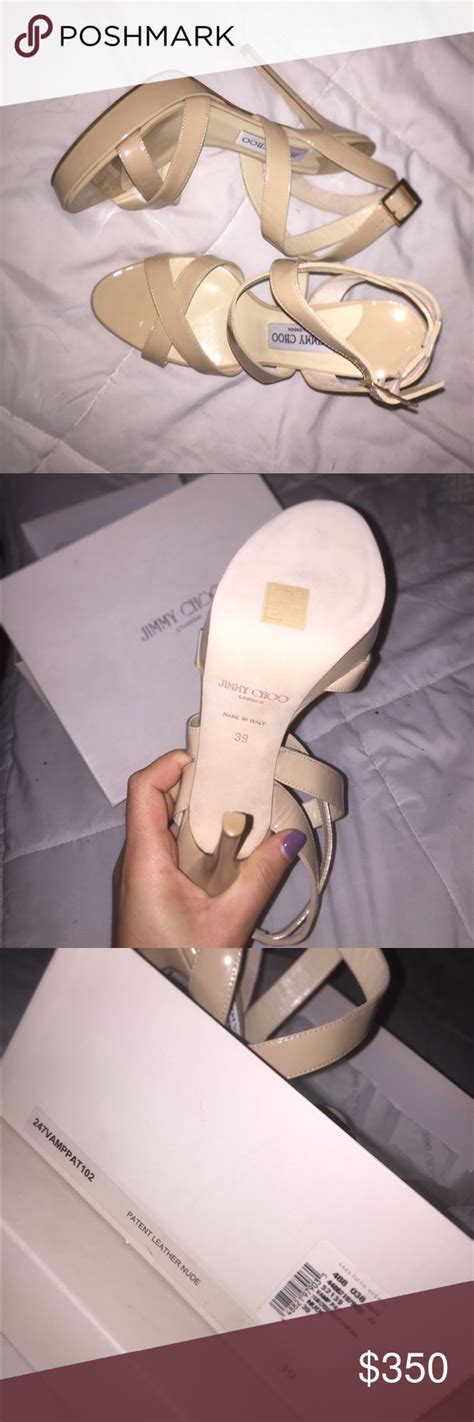 Jimmy Choo Patent Leather Nude Heels Size 39