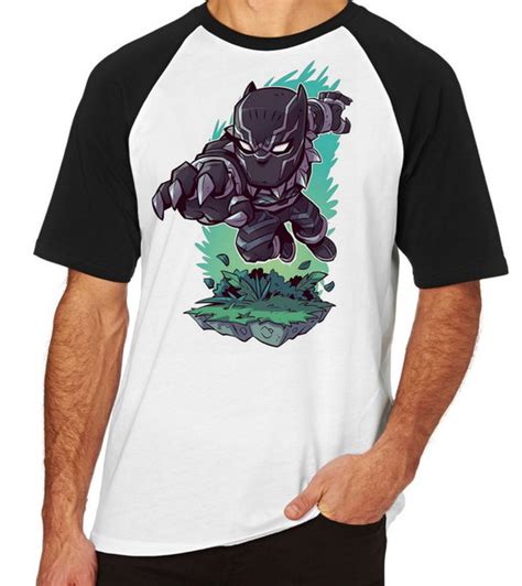 Camiseta Raglan Blusa Pantera Negra Marvel Wakanda Herói Elo7