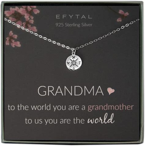 Amazon.com: EFYTAL Grandma Gifts, 925 Sterling Silver Compass Necklace
