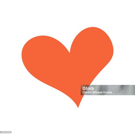 Heart Symbol Of Love And Valentines Day Flat Red Icon Isolated On White Background Hand Drawn