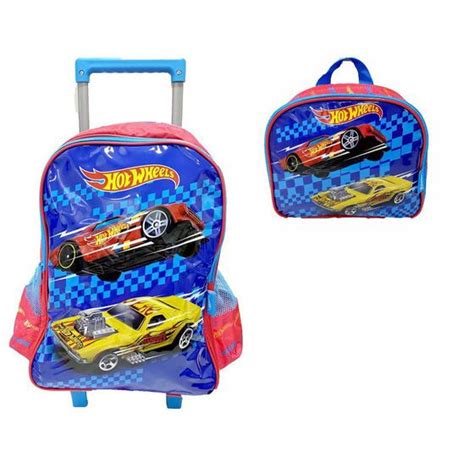 Kit Mochila Rodinha Infantil Hot Wheels G Lancheira Termica Luxcel