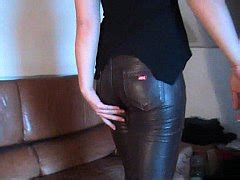 Horny Girl In Brown Leather Pants Masturbating On Leather Couch Xxx Mobile Porno Videos