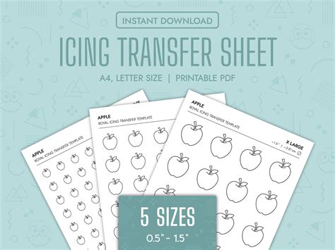 Apple Royal Icing Transfer Sheets Printable Apple Royal Icing Templates