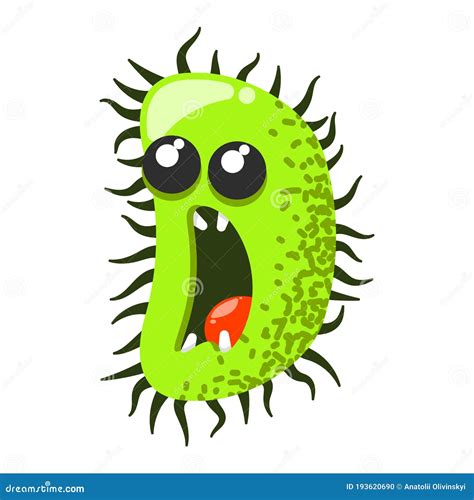 Funny And Cute Virus Bacteria Germ Cartoon Character Microbe And