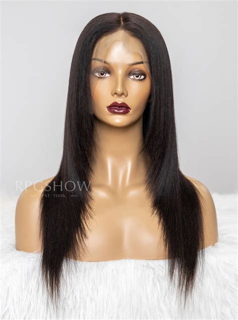 Long Layered Yaki Straight Natural Color Lace Front Wig Ds007