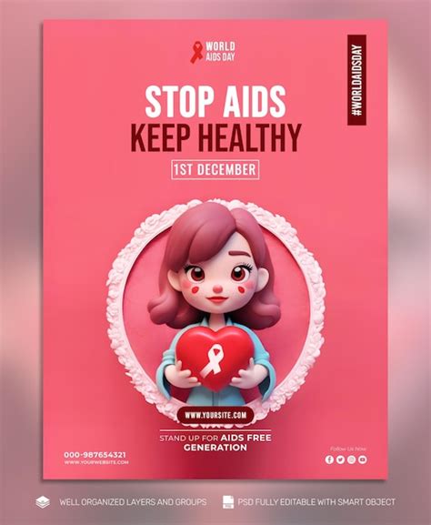 Psd Template Flyer Postagem Nas Redes Sociais Do Dia Mundial Da Aids