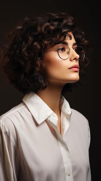 Premium Ai Image Woman Wearing Glasses Short Curly Hair