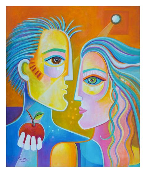 Cubist Original Oil Painting Adam And His Apple Cubism Art Etsy