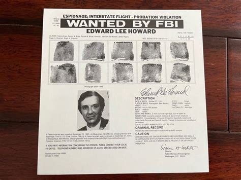 Edward Lee Howard Controversial Soviet Spy Us Agent Fbi Wanted Etsy