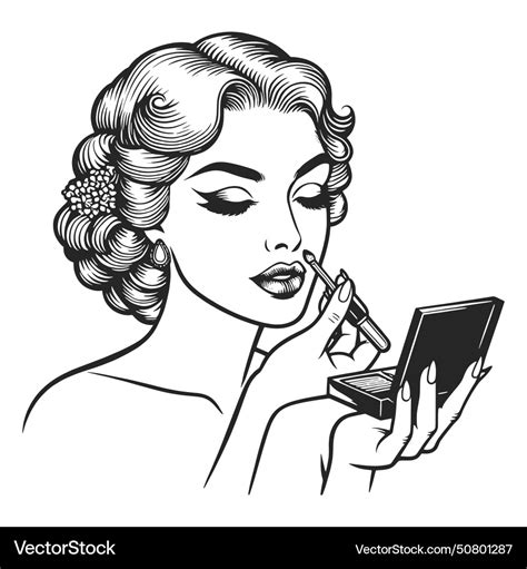 Vintage Beauty Routine Engraving Sketch Royalty Free Vector