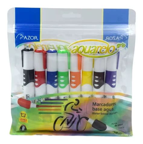 Marcadores Base De Agua Azor Aquarelo Grip Cont 8 Piezas MercadoLibre