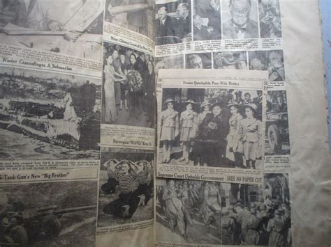 ORIGINAL WWII Newspaper Clippings Scrapbook 1942-1943 | #4637595130