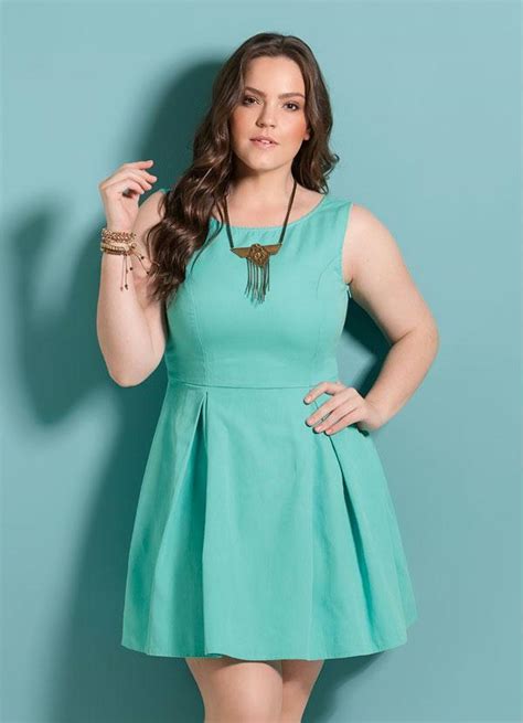 Vestido Quintess Godê Turquesa Plus Size Quintess