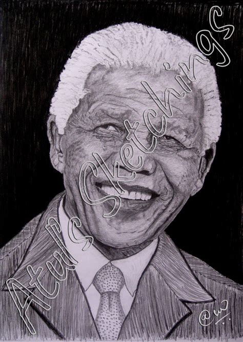 Nelson Mandela Pencil Sketch Drawing Realistic Art