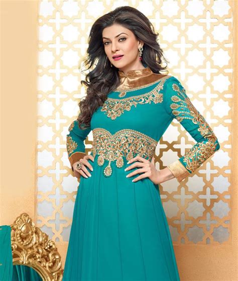 Sushmita Sen Rama Zari Work Churidar Suit By Fabfiza Fabfiza 192199