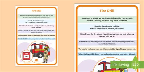 Fire Drill Social Situations Poster Teacher Made