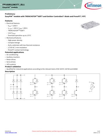 Infineon Fp R W T B Igbt Module Data Sheet Manualzz