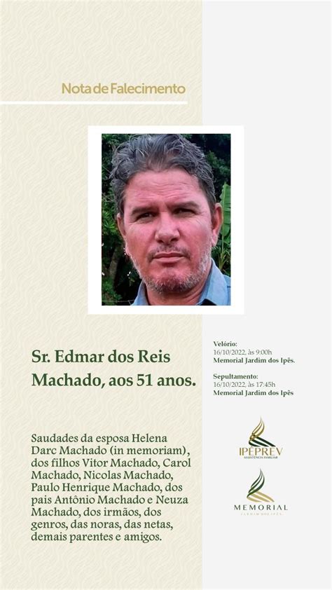 Nota De Falecimento Sr Edmar Dos Reis Machado Aos Anos M Dulo Fm