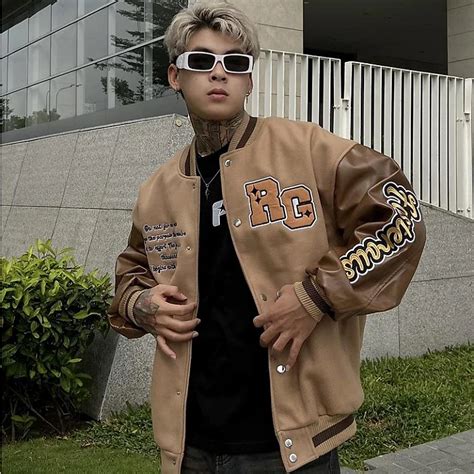 Áo khoác bomber local brand rg butterfly varsity jacket nam nữ tay da