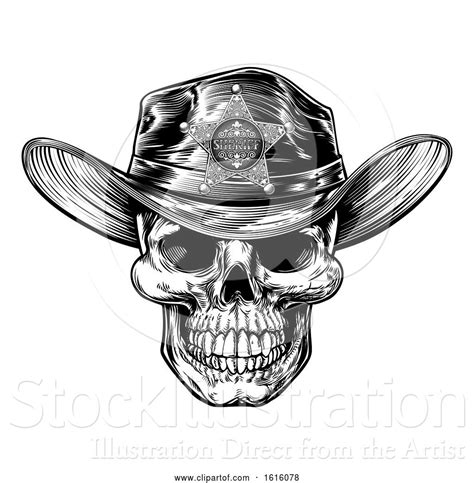 Vector Illustration Of Vintage Style Skull Sheriff By