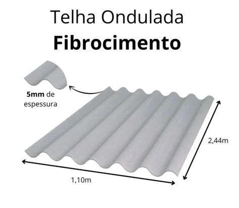 Telha Eternit Ondulada Em Fibrocimento 2 44 X 1 10 X 5mm Figueira