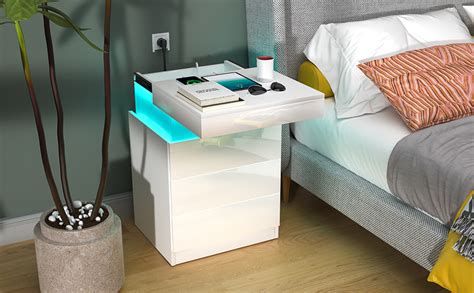 Lvhecforhm Comodino Con Illuminazione Led Comodino Con Presa Comodino