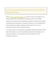 Law Enforcement Defined For Purposes Of Sex Offender Registration Rules Docx Law Enforcement