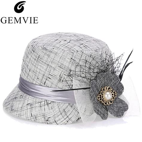 Elegant Ladies Church Hats Floral Bowknots Fedora For Women Summer Hats ...