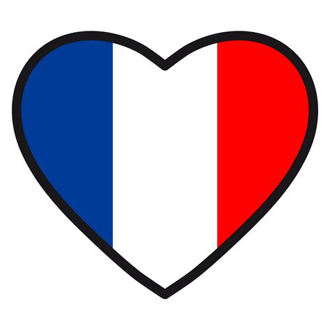 Flag Of France In The Shape Of Heart With Contrasting Contour Symbol