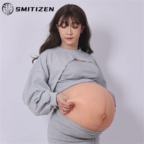 Roanyer Silicone Fake Pregnant Belly Twins Belly With Stretch Marks For