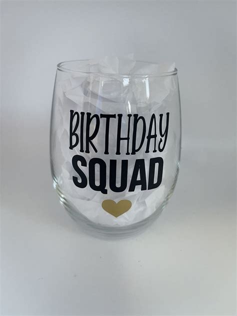 Birthday Squad Birthday Wine Glass Birthday Girl Group Glasses Etsy Birthday Wine Glass